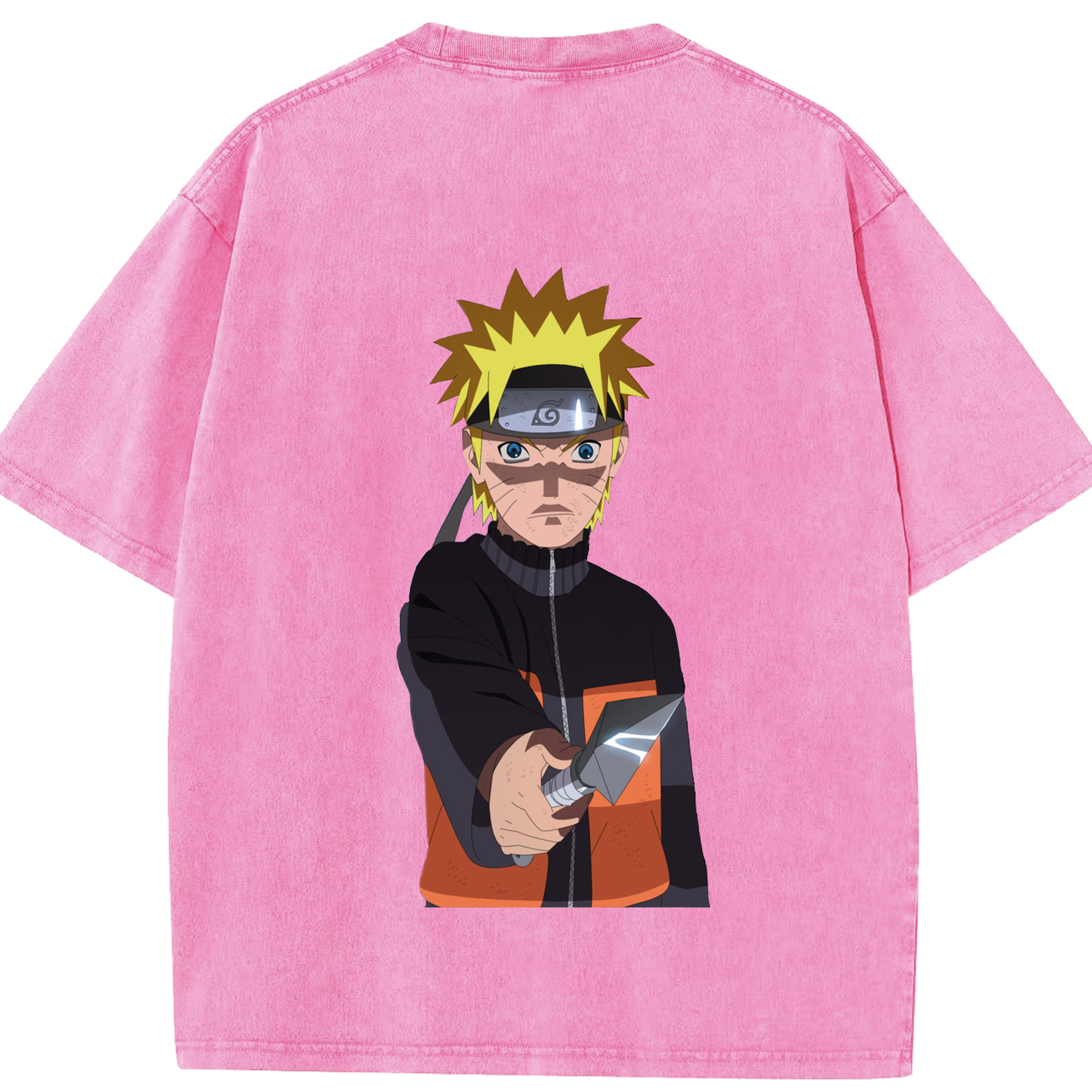 （画像用） NARUTO -ナルト- うずまき ナルト Uzumaki Naruto 綿100% ヴィンテージ風 半袖Tシャツ（背面プリント）